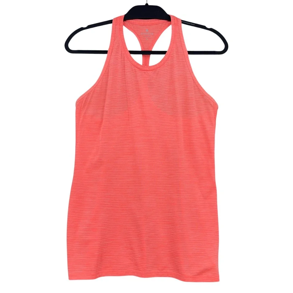 Athleta Racerback Tank Top Womens S Polyester Spandex Coral Striped